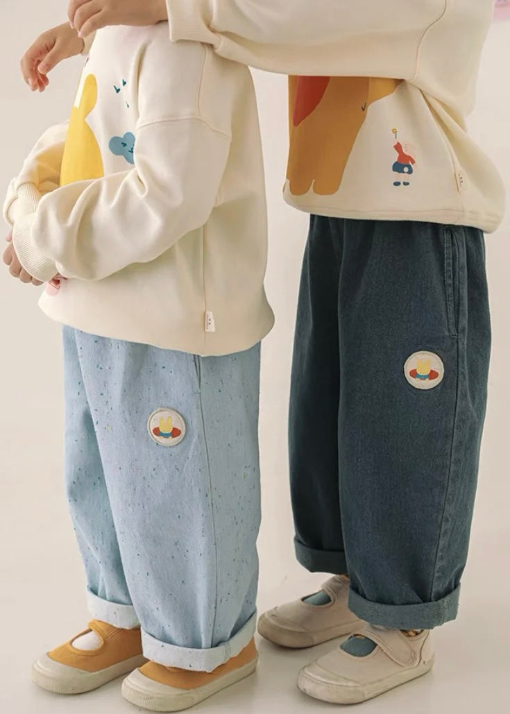 Happy Zoo Pants｜Light Blue