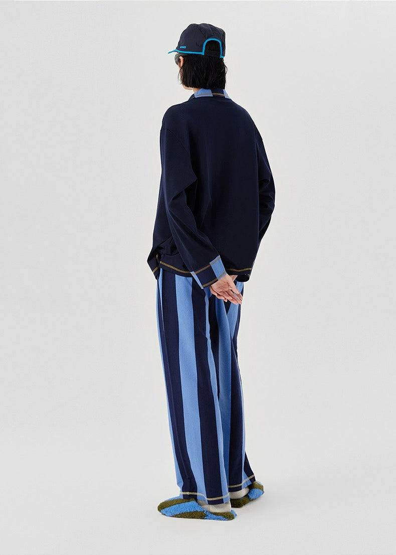 Unisex Stripe Sleepwear｜Navy