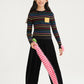 Rainbow Stripe Knit Top｜Black