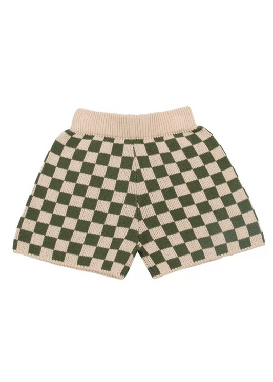 Vintage Check Knit Shorts｜Green