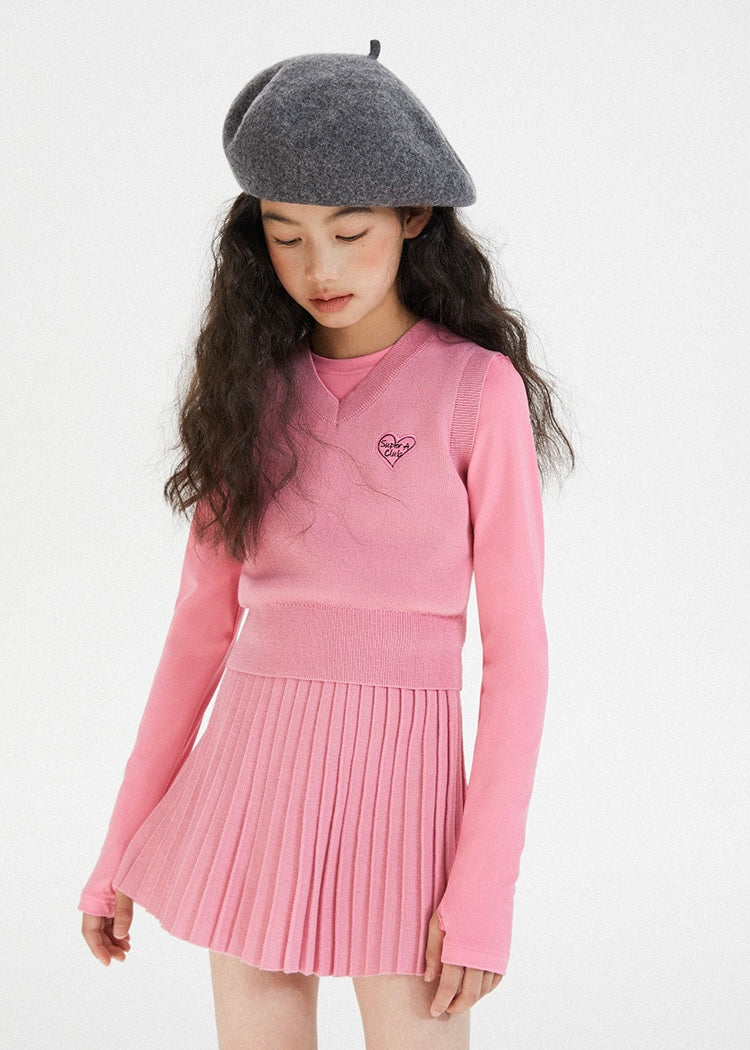 Preppy Knit Vest｜Pink