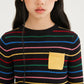 Rainbow Stripe Knit Top｜Black