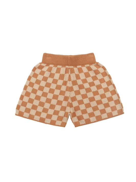 Vintage Check Knit Shorts｜Orange