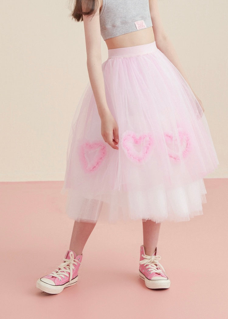 Love Note Tulle Skirt｜Pink