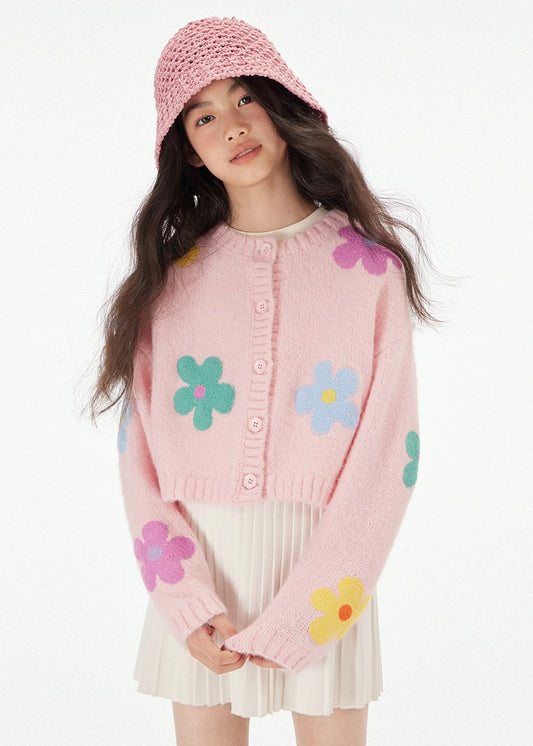 Floral Knit Cardigan｜Pink