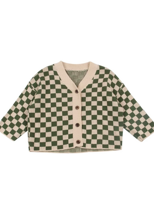 Vintage Check Knit Cardigan｜Green