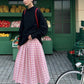 High Waist Pleat Skirt｜Pink